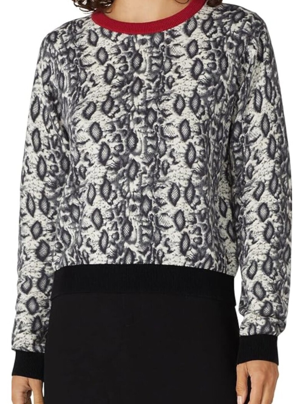 KOCHE gray red snake print cotton wool sweater sz XL